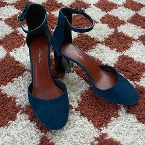 3.1 Phillip Lim Blue Suede Shoes with Smoked Chrome Heel